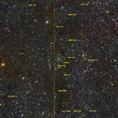 NGC225-VDB4-Widefield-Grid NGC 225, VDB 4 in Cassiopeia,Takahashi Epsilon 130D, DSPro 2600C, Gain 0, Offset 100 91x 300s total 7,6h ASA DDM85,Gahberg 20231013